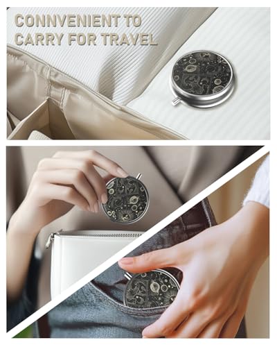 Pill Box 3 Compartment Portable Travel Medicine Box with Mirror