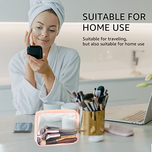 3Pcs Crystal Clear PVC Travel Toiletry Bag Kit for Women Men (3 Count)
