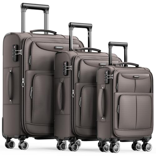 Luggage Sets 3 Piece Softside Expandable Durable Suitcase Sets (3 count)