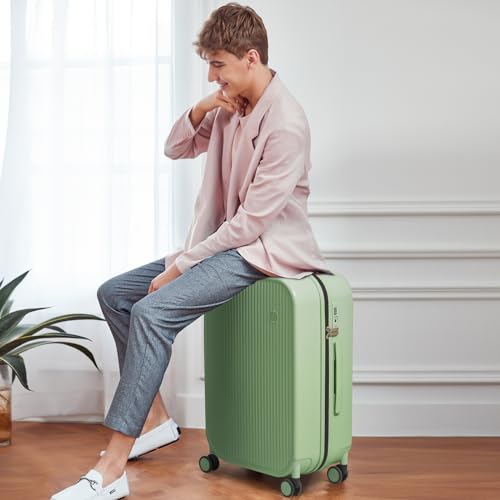24 Inch Checked Luggage PC Hardshell Suitcases with Wheels for Travel Woman Men