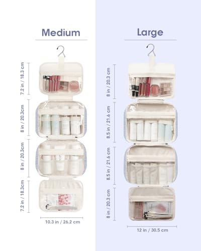 Striped Hanging Toiletry Bag for Women Travel Makeup Bag Organizer Toiletries Bag for Travel Size Essentials Accessories Cosmetics