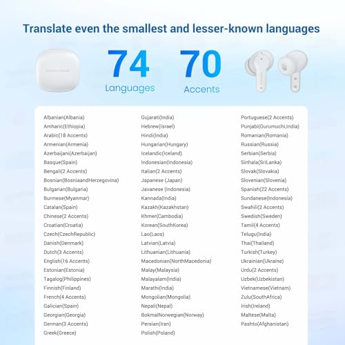 M3 Offline Translation Earbuds 74 Languages and Accents Lifetime