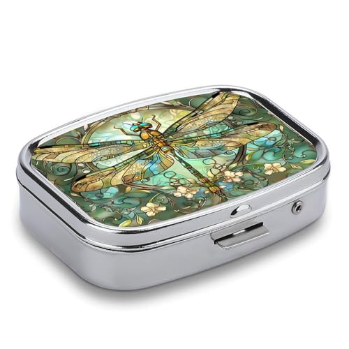 Metal 2 Compartment Pill Organizer Travel Friendly Portable Compact Pill Box Cute Pill Case to Hold Vitamins