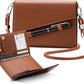 Real Leather Wallet RFID Blocking Passport Holder with Travel Lanyard Document Organizer Brown