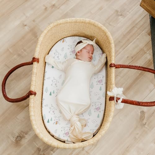 Stretch Fitted Bassinet Sheet Set BROLEX 2 Pack Cradle Sheets for Bassinet Pad (2 Count)