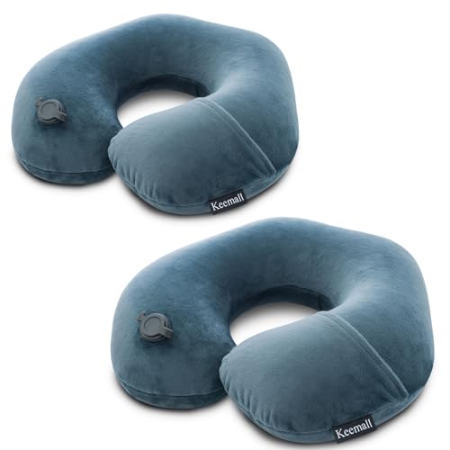 Inflatable Travel Neck Pillow for Airplane & Long Flights (2 Count)