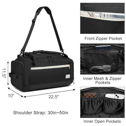 Gym Bags for Men with Shoes Compartment & Wet Pocket 4 Way Large Sports Duffle Bag Backpack Weekender Overnight Bag for Travel