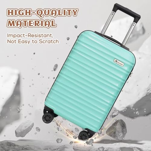 Luggage Set 3 Piece Luggage Set ABS hardshell Spinner Wheels Luggage Carry on Suitcase with Weekender bag & Toiletry bag（Mint Green (3 Count)