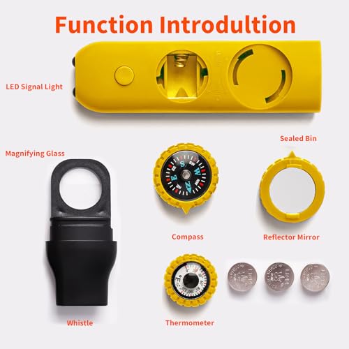 Multifunctional Survival Emergency Whistle for Kids with Compass Hiking Survival (2 Count)