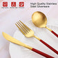 Matte Red Gold Silverware Set (4 Count)