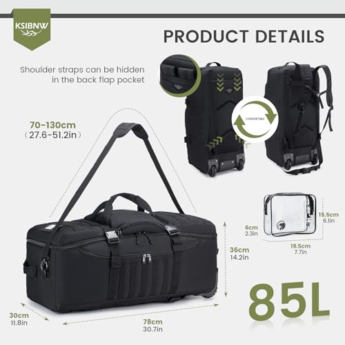 Duffel Bag with Wheels and Handle