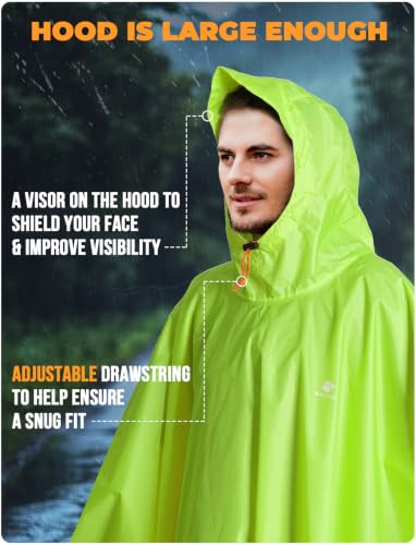 Hooded Rain Poncho for Adult Waterproof Lightweight Raincoat