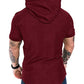 Mens Fashion Hoodies Sport Pullover Solid Color Shirt Workout Lightweight Tops Red
