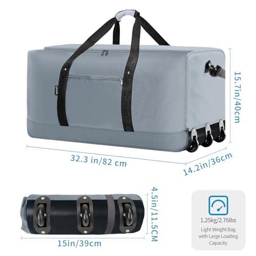 120L Foldable Rolling Duffel Bag with 3 Wheels