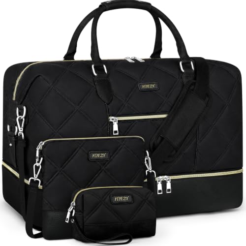 Weekender Bag for Women 21.5" Travel Duffel Large Carry On Bag 3PCS (3 Count)