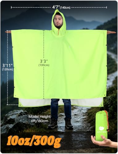 Hooded Rain Poncho for Adult Waterproof Lightweight Raincoat