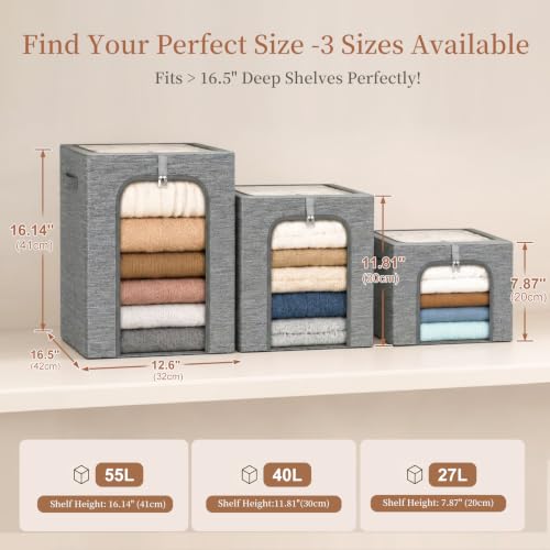 Baby Clothes Storage Bins with Metal Frame 27L 6 (6 Count)