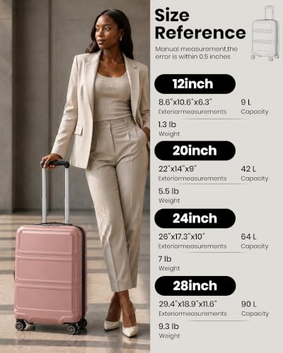 24 Inch Luggage Suitcase with Spinner Wheels TSA Lock
