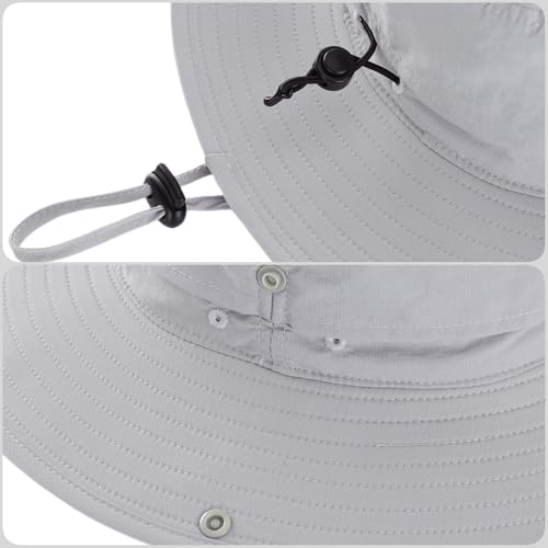 Men's Sun Hat Wide Brim Hiking Camping Gardening Hats UV Protection Outdoor Fishing Hat Light Grey