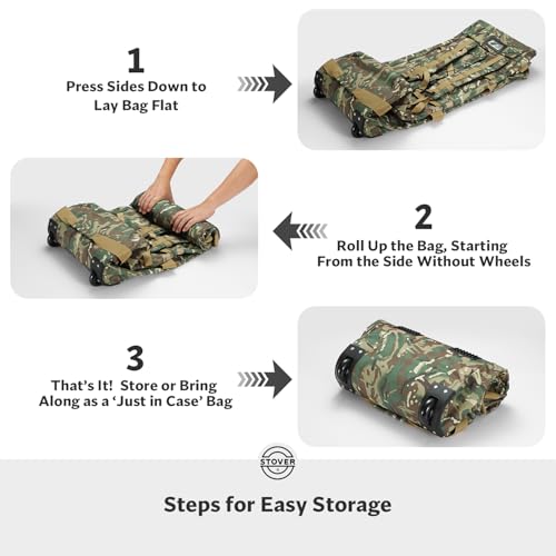 45/80/100L Rolling Duffel Bag with Wheels, Large Durable Travel Duffle + Toiletry Bag, Heavy Duty, Packable, Foldable with Shoulder Straps- Use as Luggage or Backpack, Men/Women (Camouflage)