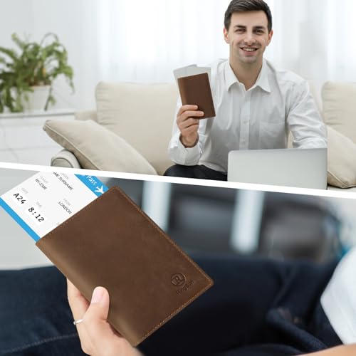 Leather Passport Cover for Men Women