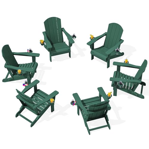 Outdoor Adirondack Chair Set of 6 with Cup Holders (6 Count)
