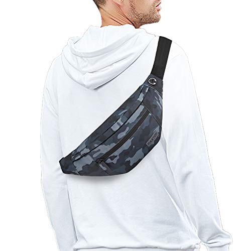 Small Camo Black Crossbody Bag Shoulder Fanny Pack with 4