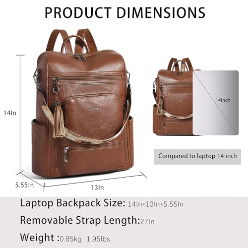 Vegan Leather Laptop Backpack for Women 15.6 inch Work Backpack Fashion Travel Backpack Purse for Business College