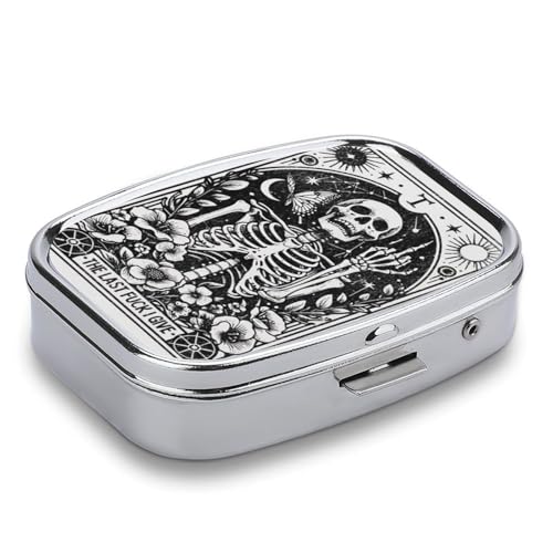 Metal 2 Compartment Pill Organizer Travel Friendly Portable Compact Pill Box Cute Pill Case to Hold Vitamins