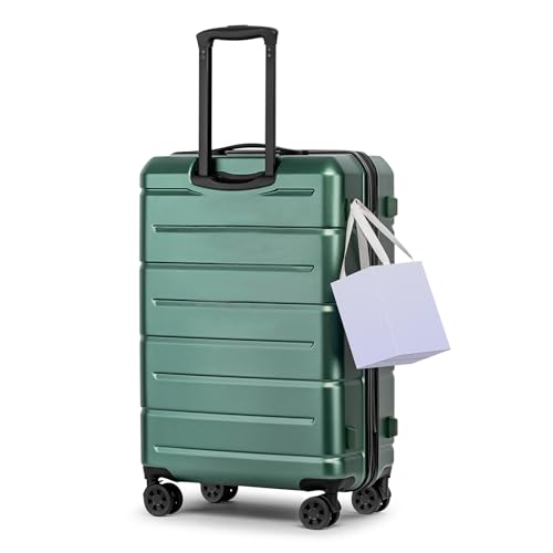 24 Inch Luggage TSA Approved Hardshell Suitcases with Spinner Wheels Durable PC+ABS Medium Checked Travel Luggage for Women Men Green