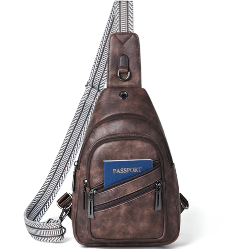 7L Crossboydy Sling Bag for Women Vegan Leather Crossbody Purse Fanny Pack Chest Bag for Travel