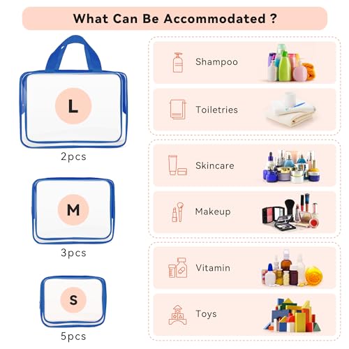 10 PCS Clear Travel Bags for Toiletries (10 Count)