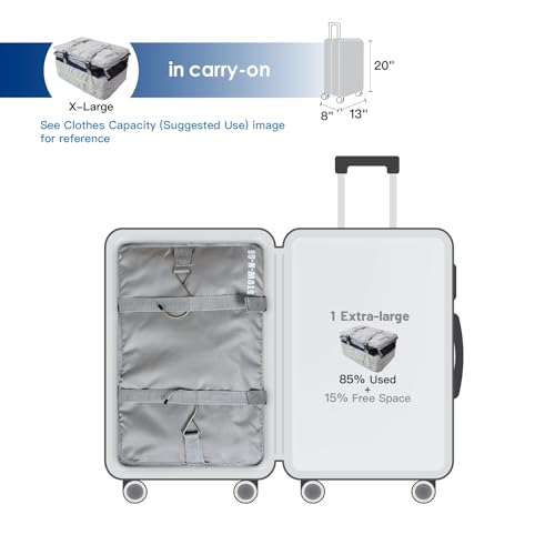 Stow-N-Go Hanging Travel Shelves, Packing Organizer for Luggage. Carry on Closet for Suitcase. Expandable Packing Cube. Travel Essentials. (Light Gray - XL, XL = (L) 17.7" x (W) 11.8")