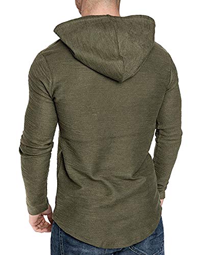 Mens Fashion Athletic Hoodies Sport Sweatshirt Solid Color Fleece Pullover Green 3XL