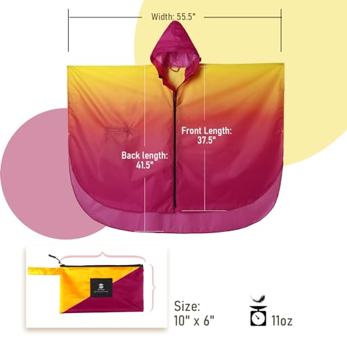 Adults Rain Poncho Waterproof Raincoat Women Gradient Hood with Pocket