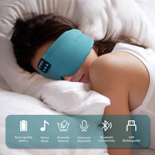 Sleep Headphones Bluetooth Sleep Mask Silk Kids Children Wireless Headband Headphones for Sleeping Travel Adjustable Sleeping Eye Mask with Thin Speaker