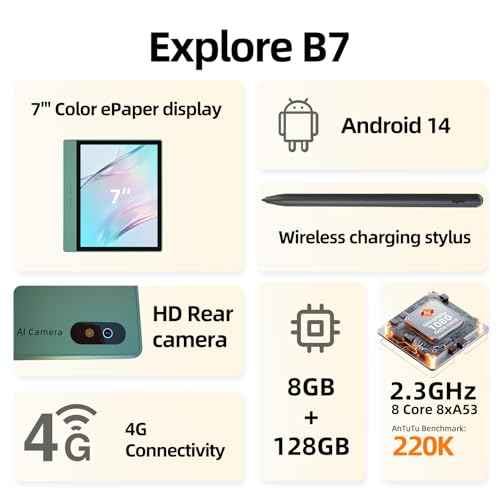 B7 Color ePaper Tablet 7 Inch 8+128GB Ebook Reader with 4G Calling