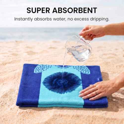 4 Pack Microfiber Beach Towel Oversized 71x32 Blue Sea Animal Palm (4 Count)