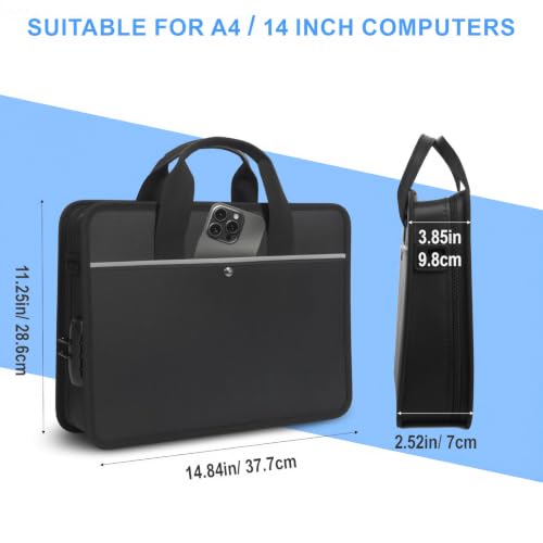 Accordion File Organizer with Lock and Shoulder Straps