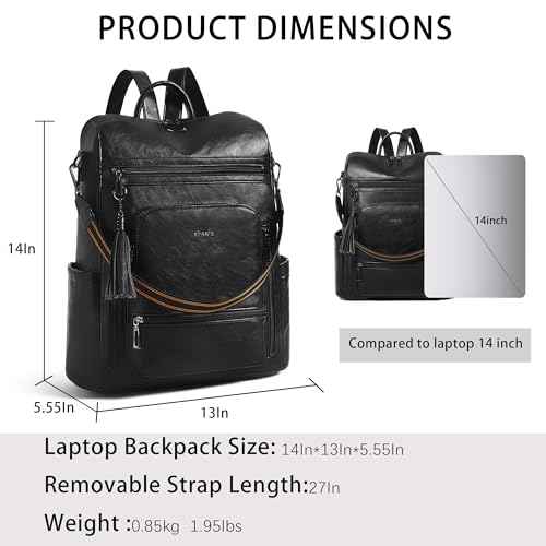 Vegan Leather Laptop Backpack for Women 15.6 inch Work Backpack Fashion Travel Backpack Purse for Business College