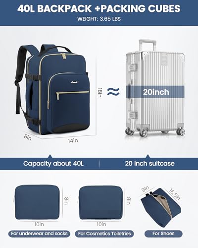 40L Travel Backpack Flight Approved Carry on Backpack