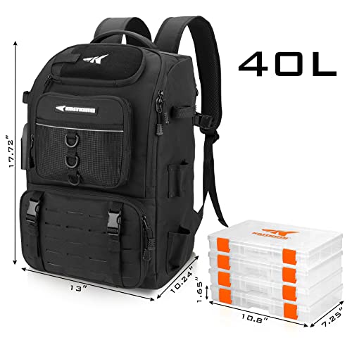 KarryAll Fishing Backpack with Rod Holder 4 Tackle Boxes