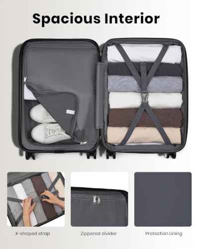 24 Inch Luggage Suitcase with Spinner Wheels TSA Lock