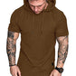 Mens Fashion Hoodies Sport Pullover Solid Color Shirt Workout Lightweight Tops Brown
