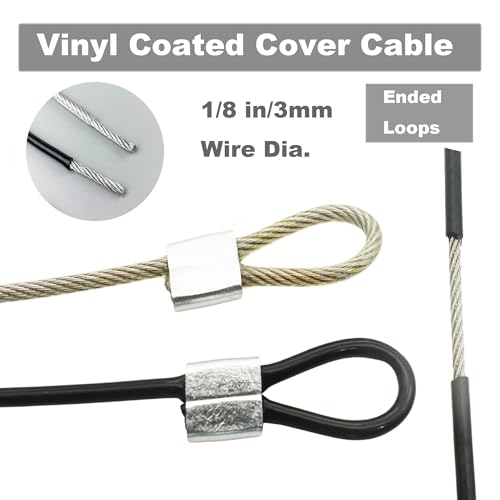 1/8"(3mm) Wire Diam Stainless Steel Cable Eyelets Loops Short Rope Lanyard Safety Tether Chain Lock with Vinyl Coated Cover, 20Pcs 6" Long Clear (20 Count)