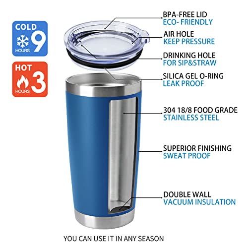 20oz Tumblers Stainless Steel Mugs with Lid Double Wall Vacuum Insulated Coffee Cups for Cold & Hot Drinks (8 Count)