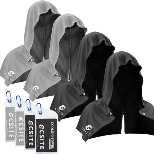 4 Pack Cooling Hoodie Towels for Neck and Face (4 Count)