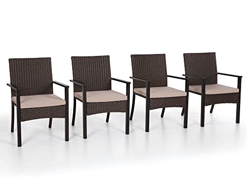 Wicker Patio Dining Chairs Set of 4 with Removable Cushions