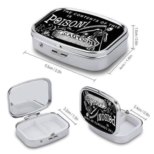 Metal 2 Compartment Pill Organizer Travel Friendly Portable Compact Pill Box Cute Pill Case to Hold Vitamins
