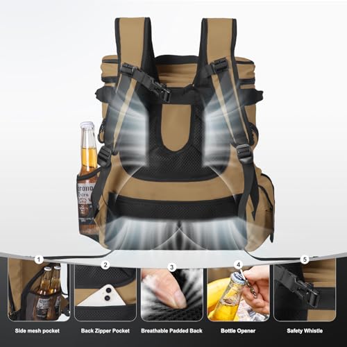 36 Cans Beach Cooler Backpack Insulated Waterproof for Camping Picnic Travel for 18 Hours Lunch Bag for Women Men Insulated Backpack Khaki 30L (36 Count)